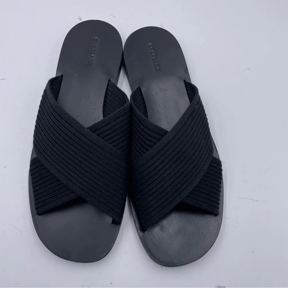 Everlane Black Ribbed Crisscross Slide Sandals - Picture 2 of 11